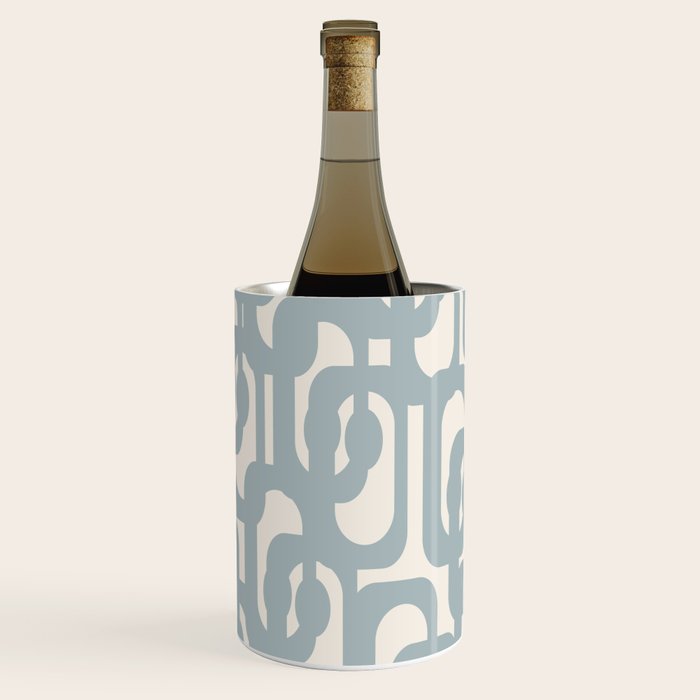 Mod Loops - Mid Century Modern Pattern in Light Blue-Gray and Cream Wine Chiller Gallery Image 2