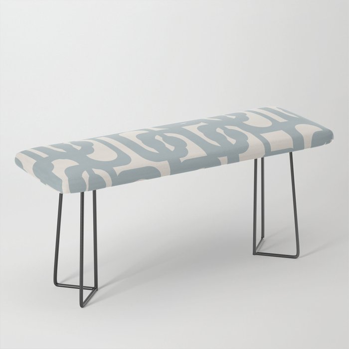 Mod Loops - Mid Century Modern Pattern in Light Blue-Gray and Cream Bench Gallery Image 1