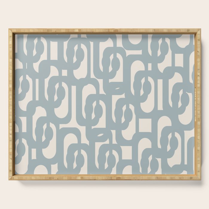 Mod Loops - Mid Century Modern Pattern in Light Blue-Gray and Cream Serving Tray Gallery Image 1