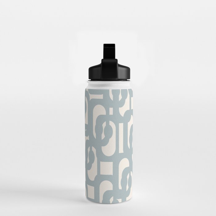 Mod Loops - Mid Century Modern Pattern in Light Blue-Gray and Cream Water Bottle Gallery Image 2