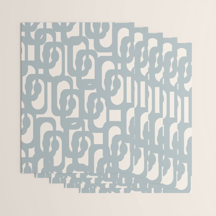 Mod Loops - Mid Century Modern Pattern in Light Blue-Gray and Cream Wrapping Paper Gallery Image 3