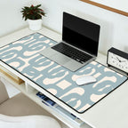 Mod Loops - Mid Century Modern Pattern in Light Blue-Gray and Cream Desk Mat Gallery Image 2