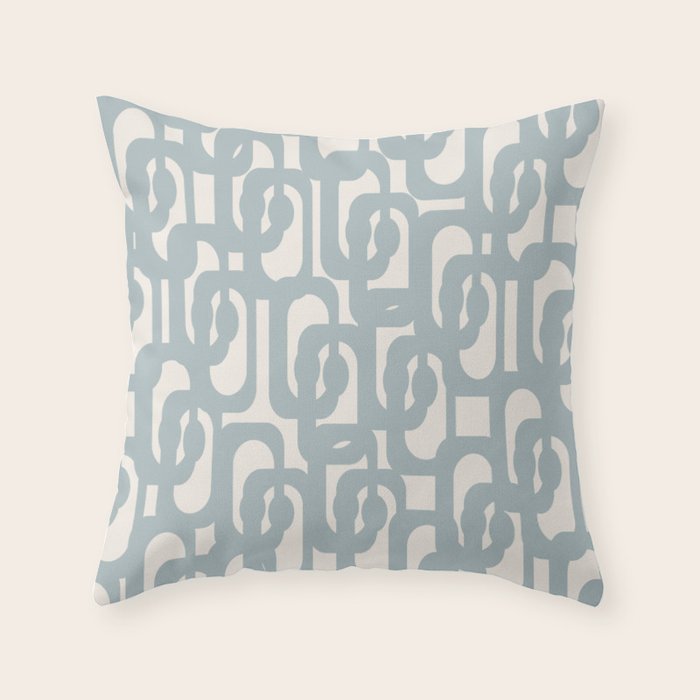 Mod Loops - Mid Century Modern Pattern in Light Blue-Gray and Cream Throw Pillow Gallery Image 1