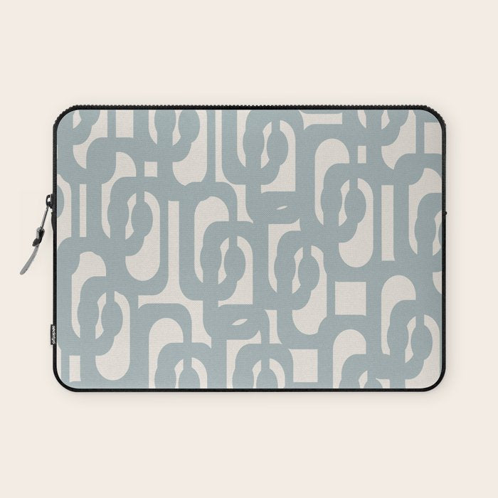 Mod Loops - Mid Century Modern Pattern in Light Blue-Gray and Cream Laptop Sleeve Gallery Image 1