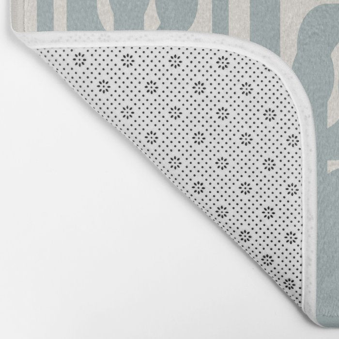 Mod Loops - Mid Century Modern Pattern in Light Blue-Gray and Cream Bath Mat Gallery Image 2