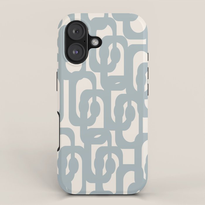 Mod Loops - Mid Century Modern Pattern in Light Blue-Gray and Cream iPhone Case Gallery Image 1