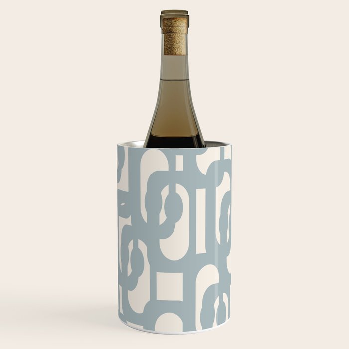 Mod Loops - Mid Century Modern Pattern in Light Blue-Gray and Cream Wine Chiller Gallery Image 3