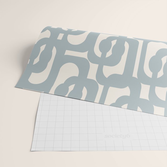 Mod Loops - Mid Century Modern Pattern in Light Blue-Gray and Cream Wrapping Paper Gallery Image 2