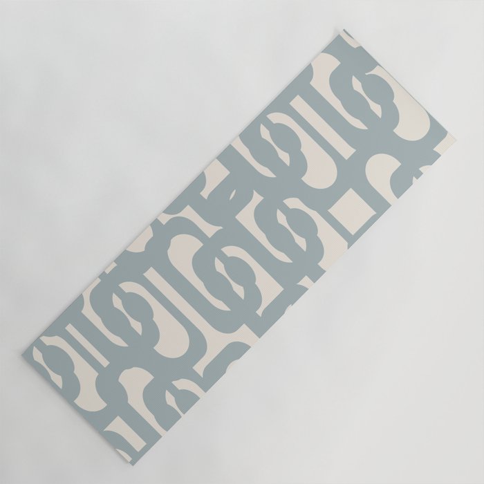 Mod Loops - Mid Century Modern Pattern in Light Blue-Gray and Cream Yoga Mat Gallery Image 1