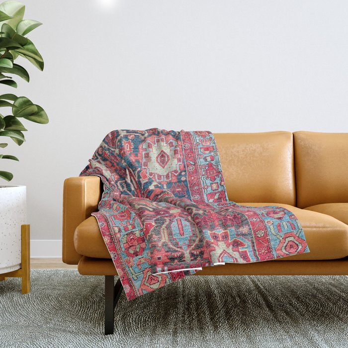 Bijar Kurdish Northwest Persian Rug Print Throw Blanket Gallery Image 1