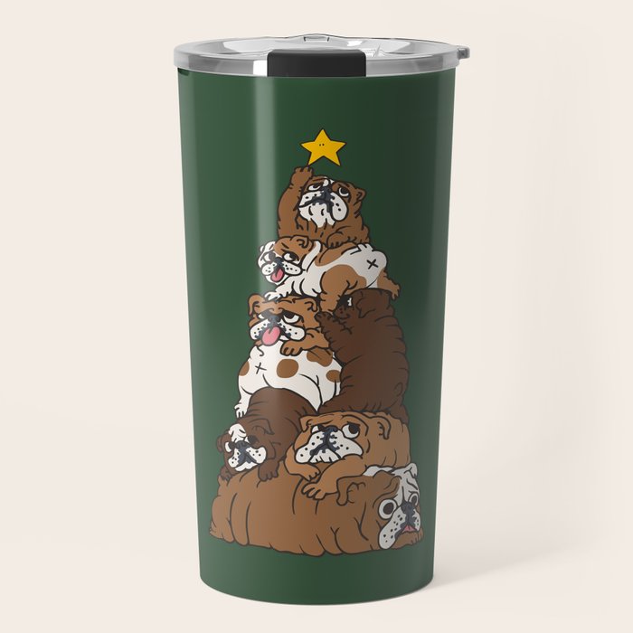 Christmas Tree English Bulldog Travel Mug Gallery Image 1