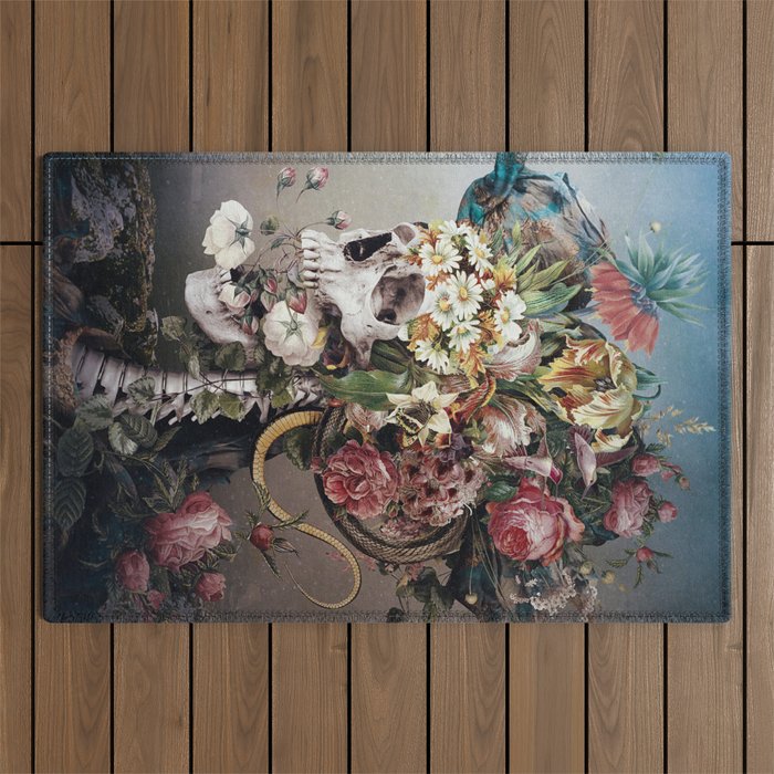Flower skull Outdoor Rug Gallery Image 1