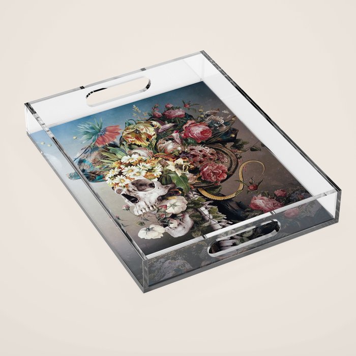 Flower skull Acrylic Tray Gallery Image 1