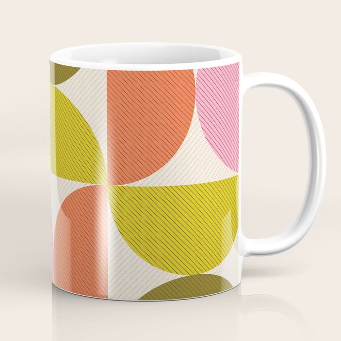 Mid Century Modern Shapes - Pink, Olive Green & Orange Coffee Mug Gallery Image 1