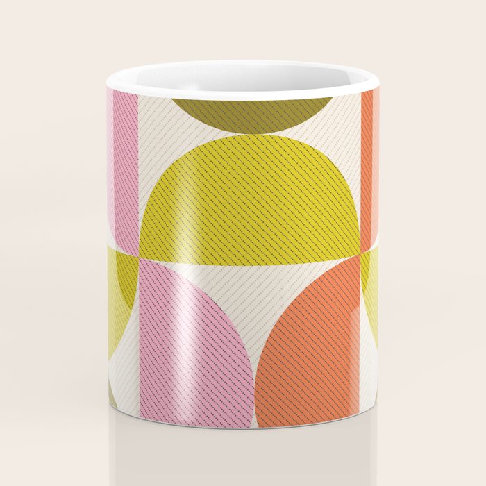 Mid Century Modern Shapes - Pink, Olive Green & Orange Coffee Mug Gallery Image 4