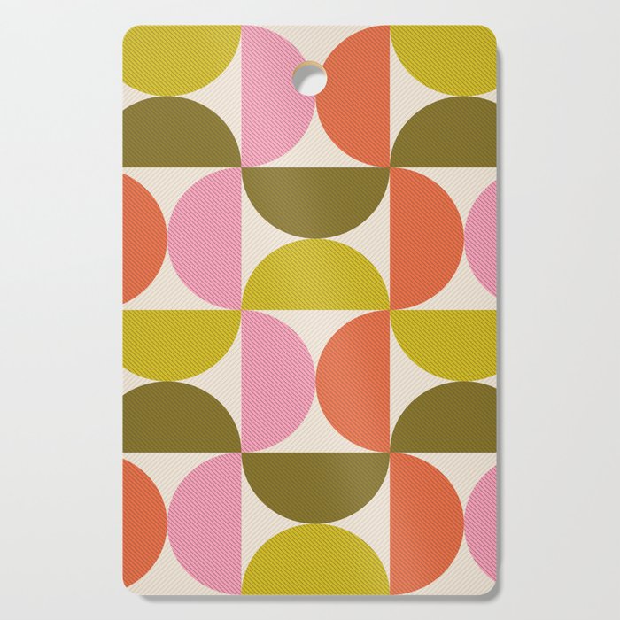 Mid Century Modern Shapes - Pink, Olive Green & Orange Cutting Board Gallery Image 1
