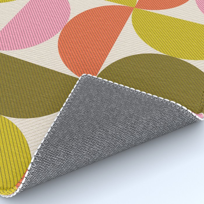 Mid Century Modern Shapes - Pink, Olive Green & Orange Rug Gallery Image 4