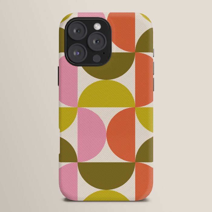 Mid Century Modern Shapes - Pink, Olive Green & Orange iPhone Case Gallery Image 16