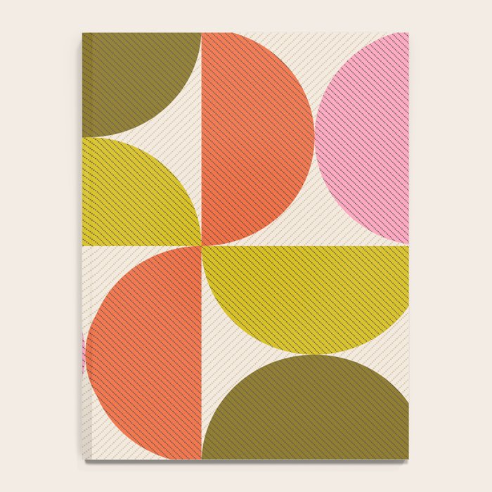 Mid Century Modern Shapes - Pink, Olive Green & Orange Notebook Gallery Image 4
