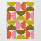 Mid Century Modern Shapes - Pink, Olive Green & Orange Poster Gallery Image 4