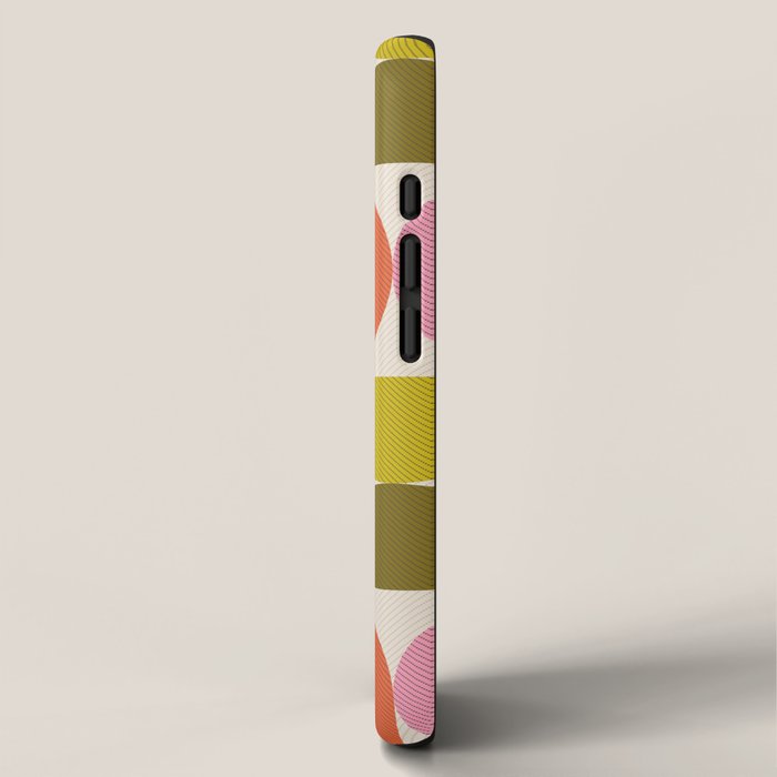 Mid Century Modern Shapes - Pink, Olive Green & Orange iPhone Case Gallery Image 2