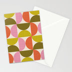 Mid Century Modern Shapes - Pink, Olive Green & Orange Stationery Card Gallery Image 2