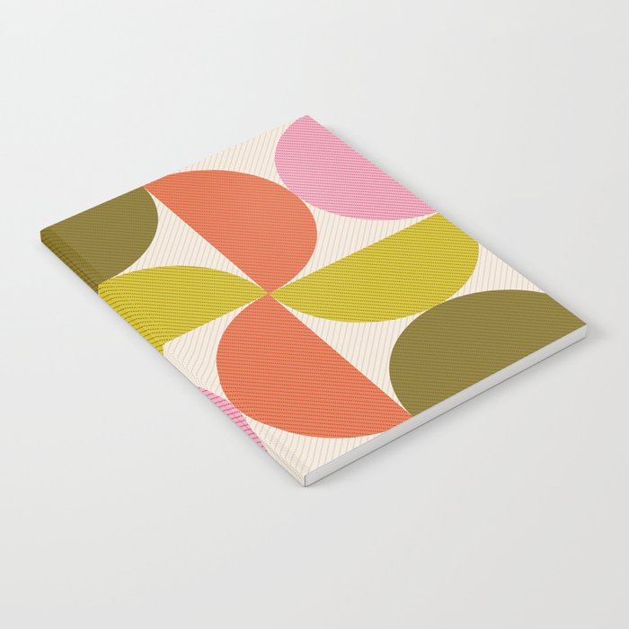 Mid Century Modern Shapes - Pink, Olive Green & Orange Notebook Gallery Image 2