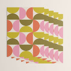 Mid Century Modern Shapes - Pink, Olive Green & Orange Wrapping Paper Gallery Image 3