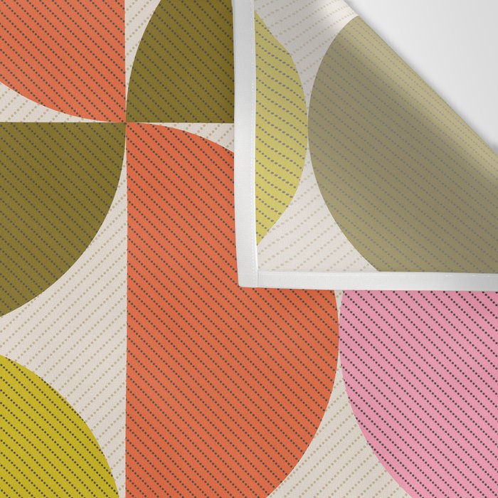 Mid Century Modern Shapes - Pink, Olive Green & Orange Wall Tapestry Gallery Image 3