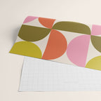 Mid Century Modern Shapes - Pink, Olive Green & Orange Wrapping Paper Gallery Image 2