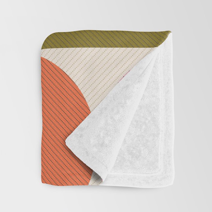 Mid Century Modern Shapes - Pink, Olive Green & Orange Throw Blanket Gallery Image 3