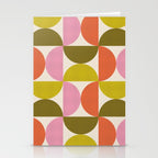 Mid Century Modern Shapes - Pink, Olive Green & Orange Stationery Card Gallery Image 2