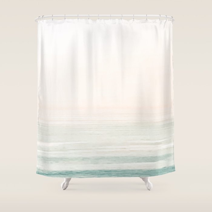 Washed Out Ocean Waves // California Beach Surf Horizon Summer Sunrise Abstract Photograph Vibes Shower Curtain Gallery Image 1