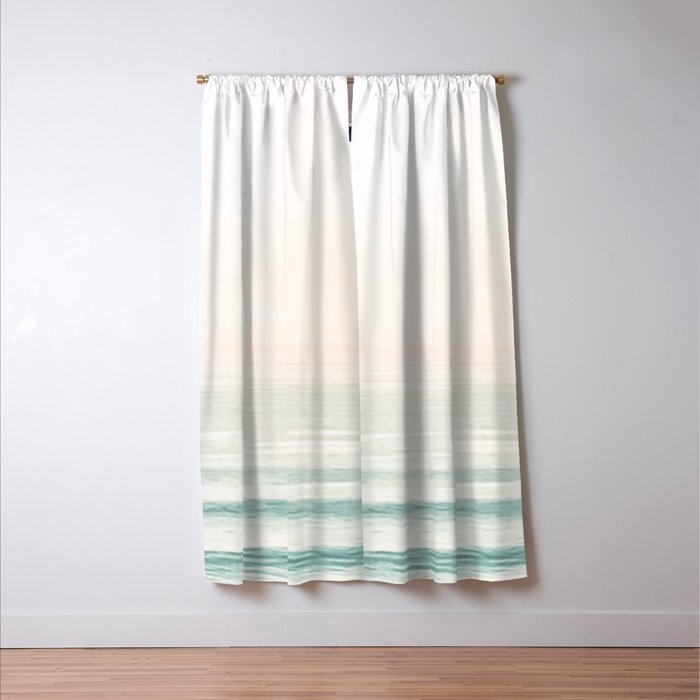 Washed Out Ocean Waves // California Beach Surf Horizon Summer Sunrise Abstract Photograph Vibes Window Curtain Gallery Image 3