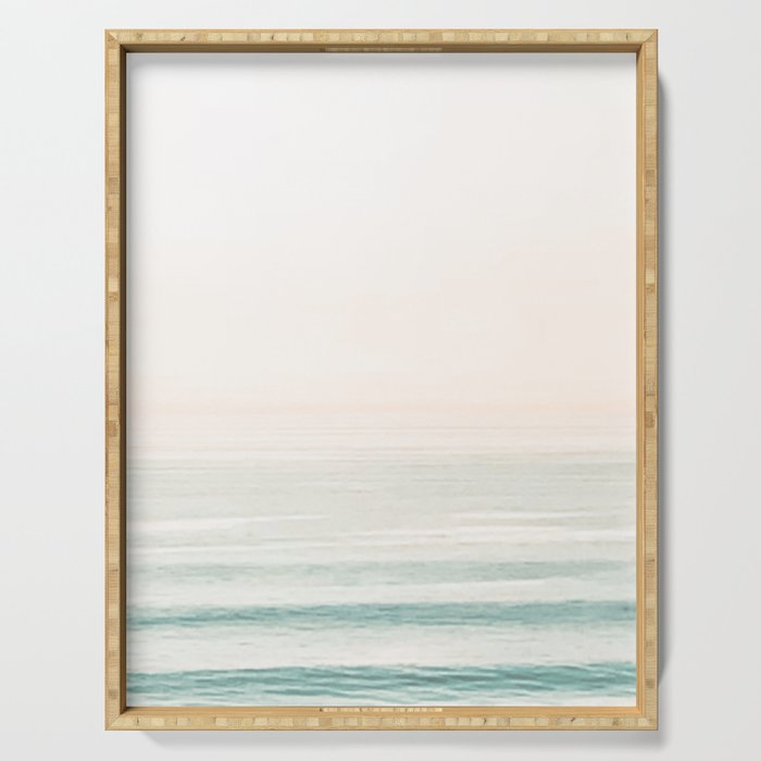Washed Out Ocean Waves // California Beach Surf Horizon Summer Sunrise Abstract Photograph Vibes Serving Tray Gallery Image 1