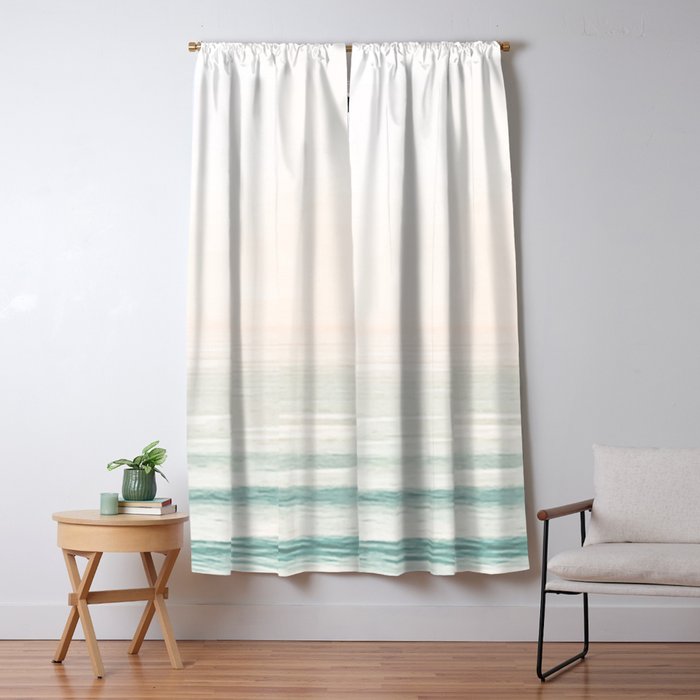 Washed Out Ocean Waves // California Beach Surf Horizon Summer Sunrise Abstract Photograph Vibes Window Curtain Gallery Image 1