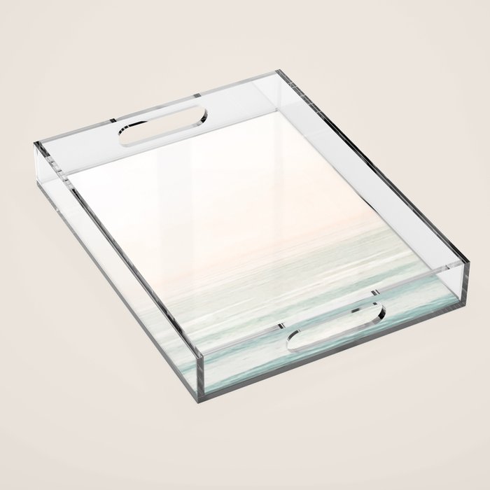 Washed Out Ocean Waves // California Beach Surf Horizon Summer Sunrise Abstract Photograph Vibes Acrylic Tray Gallery Image 1