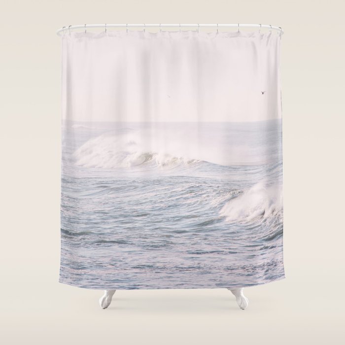 Crashing Waves Ocean - travel photography Shower Curtain Gallery Image 1