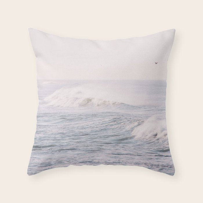 Crashing Waves Ocean - travel photography Throw Pillow Gallery Image 1