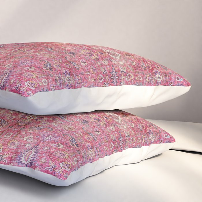 Pink Vintage Antique Oriental Traditional Moroccan Original Artwork Pillow Sham Gallery Image 3