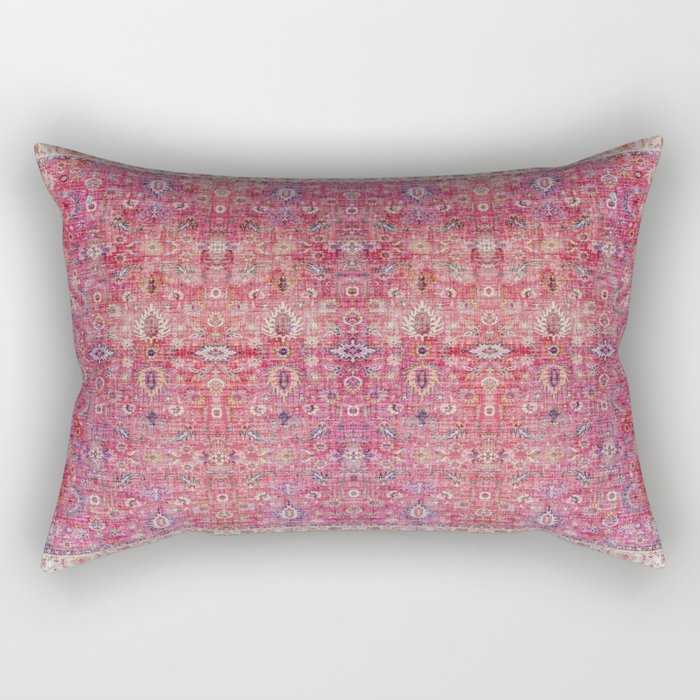 Pink Vintage Antique Oriental Traditional Moroccan Original Artwork Rectangular Pillow Gallery Image 1