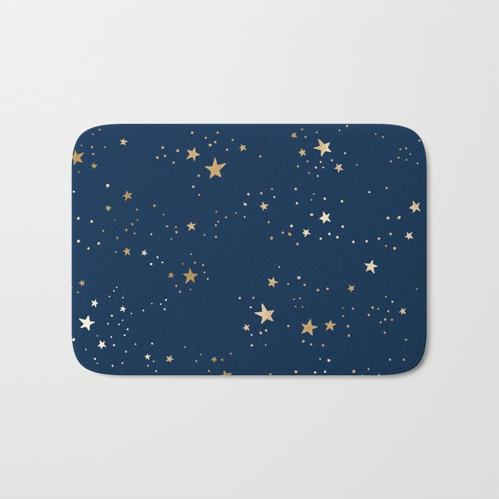 Magical Midnight Blue Starry Night Sky Bath Mat Gallery Image 1