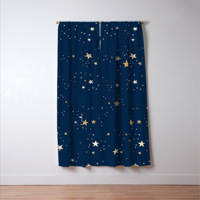 Magical Midnight Blue Starry Night Sky Window Curtain Gallery Image 3