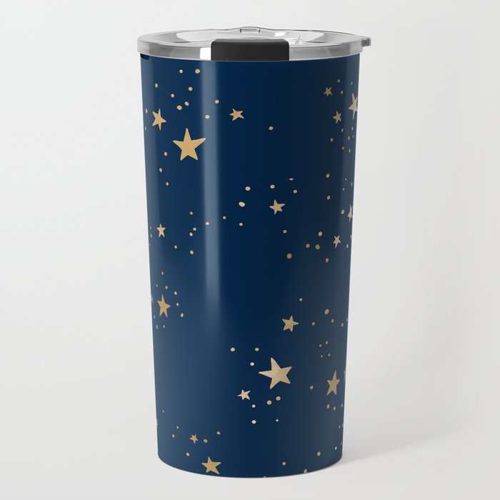 Magical Midnight Blue Starry Night Sky Travel Mug Gallery Image 1