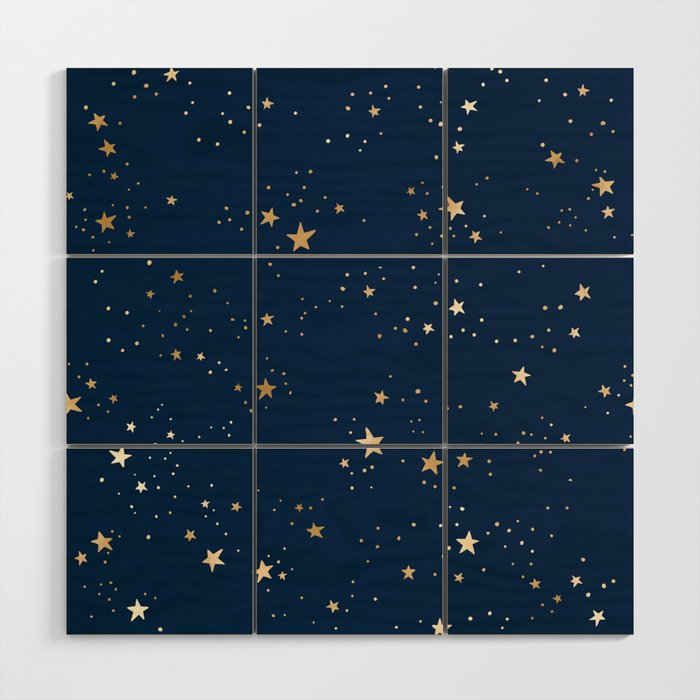 Magical Midnight Blue Starry Night Sky Wood Wall Art Gallery Image 1
