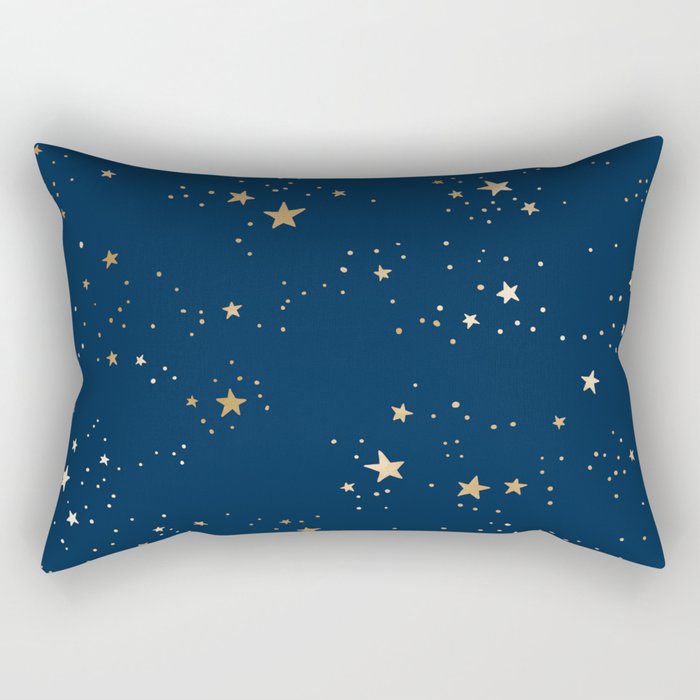 Magical Midnight Blue Starry Night Sky Rectangular Pillow Gallery Image 1