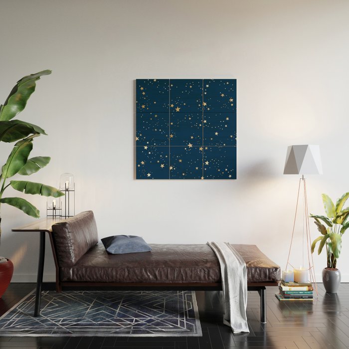 Magical Midnight Blue Starry Night Sky Wood Wall Art Gallery Image 2