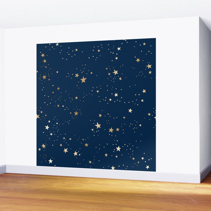 Magical Midnight Blue Starry Night Sky Wall Mural Gallery Image 2