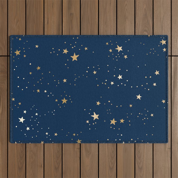 Magical Midnight Blue Starry Night Sky Outdoor Rug Gallery Image 1