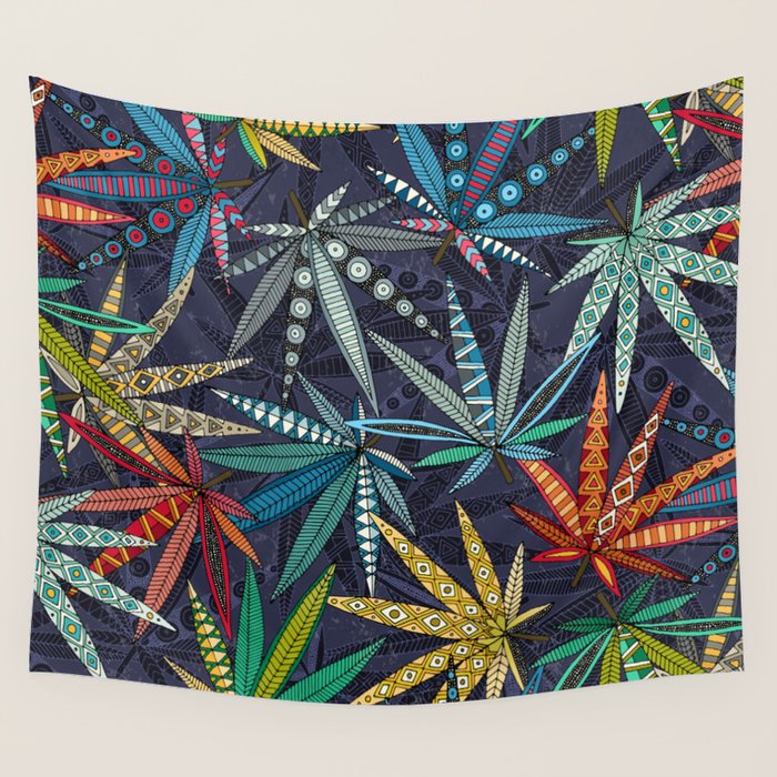 boho weed midnight Wall Tapestry Gallery Image 1